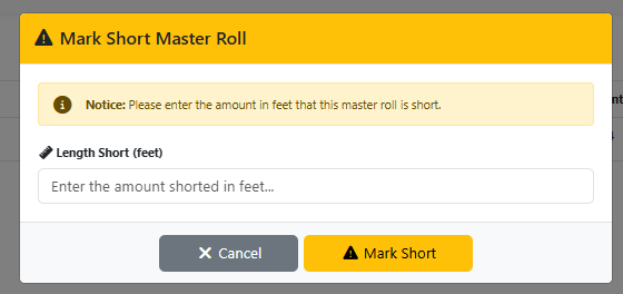 Mark Short Master Roll Modal